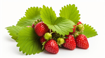Strawberries leaves isolated on white background