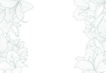 ゆりの花のはがきテンプレート　横構図