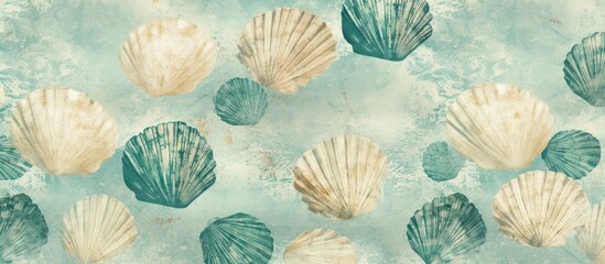 Pattern for home decor inspired by the Aegean Sea with a distressed marine background - obrazy, fototapety, plakaty