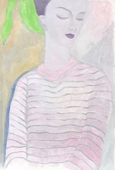 Fotobehang abstract female portrait. watercolor painting. illustration © Anna Ismagilova