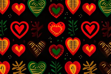 Ornamental hearts pattern Flat design da de Muertos pattern made with AI 