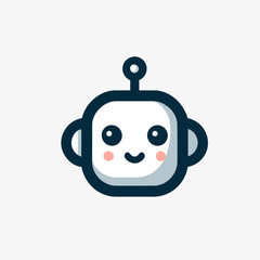 Obraz premium AI chatbot development company line logo. User centric business value. Cute baby robot simple icon. Design element. Created with artificial intelligence. Ai art for corporate branding