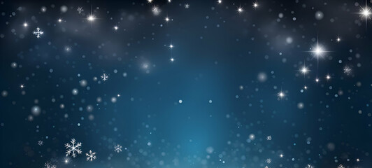 Dark blue background with snowflakes and copy space.