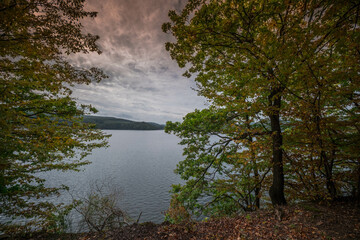 Lake Rursee in the Eifel nature park in western Germany