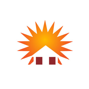 Solar energy business filled gradient logo. Affordability business value. Sun over roof simple icon. Design element. Created with artificial intelligence. Ai art for corporate branding, website