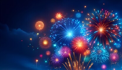 Naklejka premium Colorful fireworks in the sky.