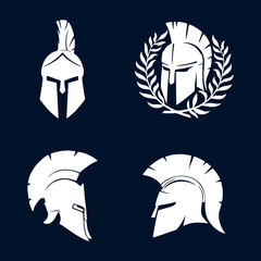 Set of Spartan Logo Template Vector, Creative Sparta Logo Vector, Spartan Helmet Logo