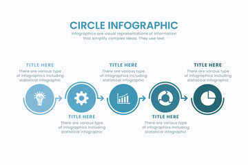 Minimal business circle infographic design template for cycling diagram. presentation and round chart. Business concept with 5 stages. Modern flat vector illustration for data visualization.