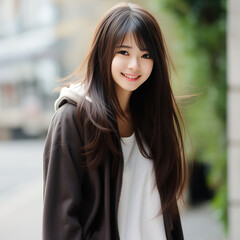 Obraz premium 10代の微笑む美しい女性