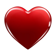 Realistic 3d red heart. Hand drawn decorative spring romantic icon, cartoon love symbol. Happy Valentines Day shape of glossy heart. Abstract vector illustration isolated on a white background