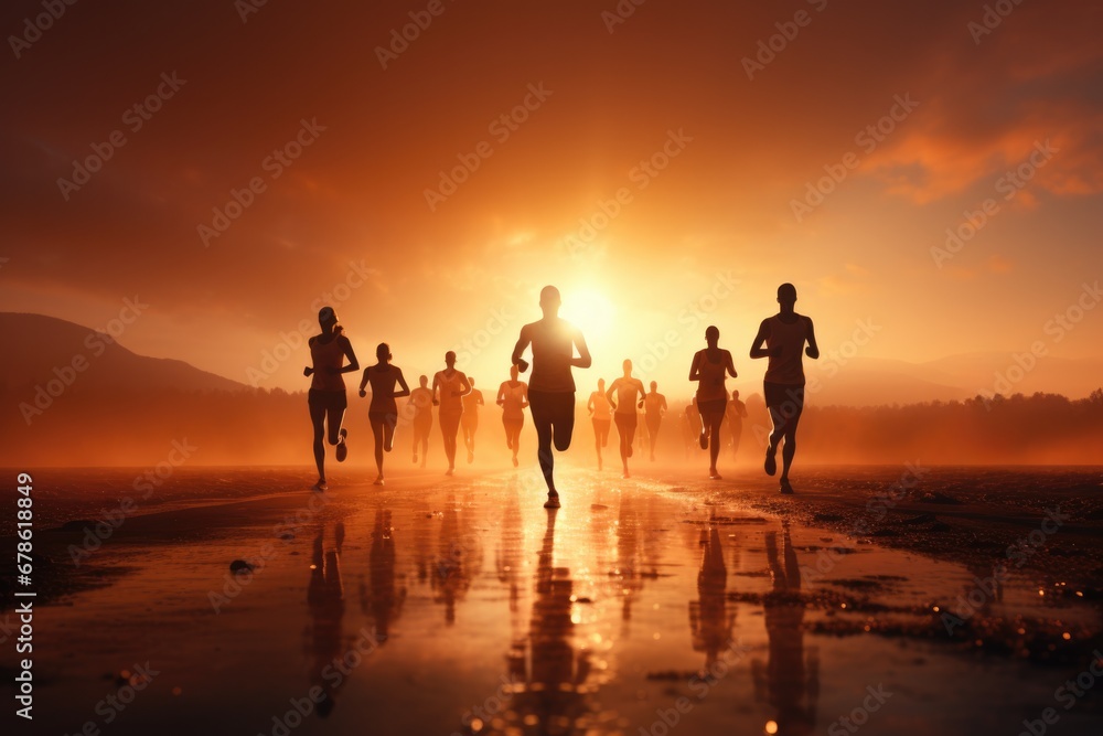Aufkleber runners sprint start dynamic motion background with empty space for text