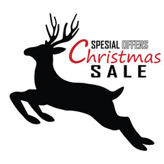 Christmas Sale. Special offer vector tag. New year holiday card template. Shop market poster design. Special offer