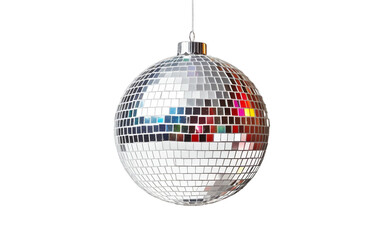 Stunning Sparkling Disco Ball Ornament Reflection Isolated on Transparent Background PNG.