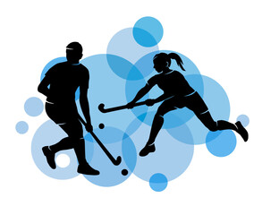 Field hockey sport graphic for use as a template for flyer or for use in web design. - 678620404