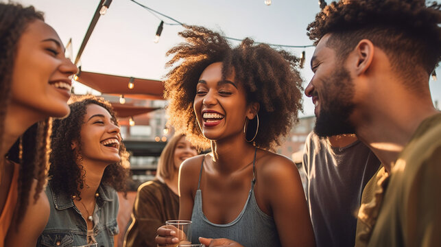 Best friends having fun at the festival. Summer party on the beach