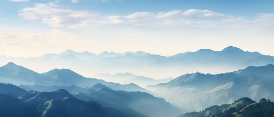 Fototapeta na wymiar Beautiful panorama of mountains in the clouds