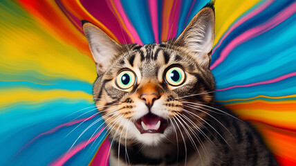 Crazy Surprised Cat Makes Big eyes