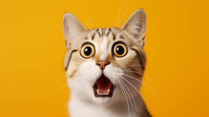 Crazy Surprised Cat Makes Big eyes - obrazy, fototapety, plakaty