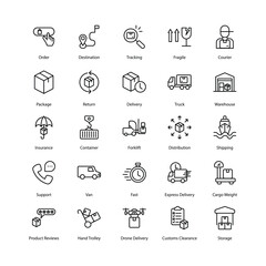 Logistics and delivery icons set isolate white background vector stock illustration