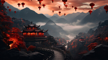 A Chinese temple - obrazy, fototapety, plakaty