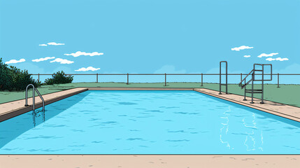A simple drawing of a swimming pool