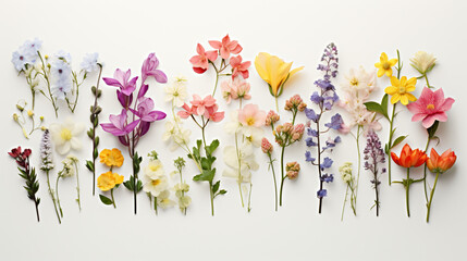 Set of spring flowers on white background