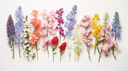 Set of spring flowers on white background