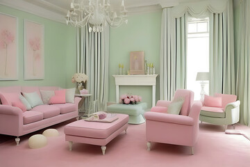 Creative Pastel Color Elegant Drawing Interior Design, Peculiar