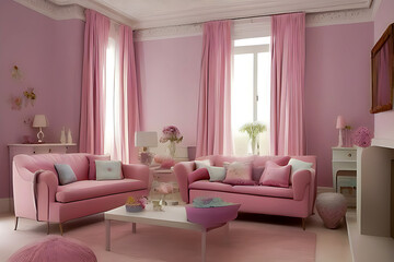 Creative Pastel Color Elegant Drawing Interior Design, Peculiar