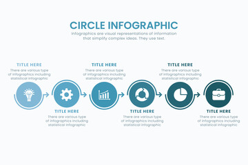 Minimal business circle infographic design template for cycling diagram. presentation and round chart. Business concept with 6 stages. Modern flat vector illustration for data visualization. - obrazy, fototapety, plakaty
