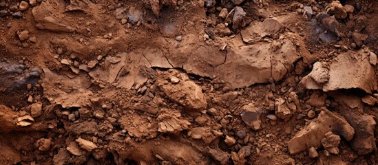 Close up of natural brown soil with organic pattern