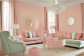Creative Pastel Color Elegant Drawing Interior Design, Peculiar