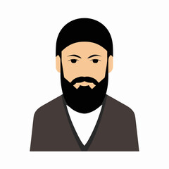 Vector muslim man avatar, vector arab people icon, saudi character minimalistic flat design isolated on white