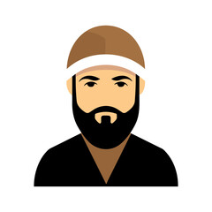 Vector muslim man avatar, vector arab people icon, saudi character minimalistic flat design isolated on white