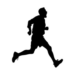 Vector silhouette Runners, Joggers, Sprinters Male. running old man isolated on white