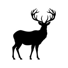 Logo Deer Elk Silhouette Hand Drawn Vector Illustration. Symbol Graphic Element, logo template isolated on a background