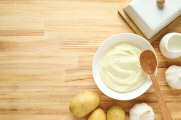 Mashed potatoes, concept of tasty and delicious food