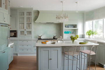 Creative Pastel Color Elegant Kitchen Interior Design, Peculiar