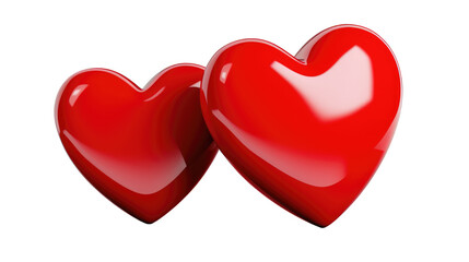 Fototapeta premium Two hearts 3d illustration on transparent background, png