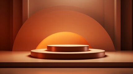 Fototapeta premium Pastel-toned minimalist stage offering a serene backdrop for product launches, fashion items, and conceptual design presentations.