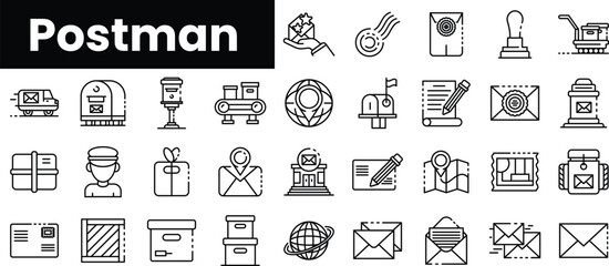 Set of outline postman icons