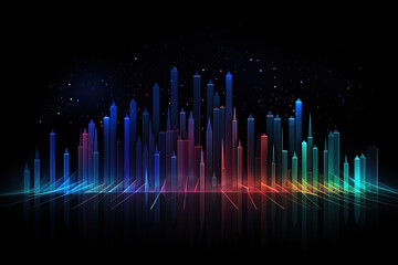 Technological abstract background, data analysis, play of light and shadow, geometric images