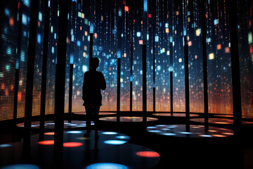 Technological abstract background, data analysis, play of light and shadow, geometric images