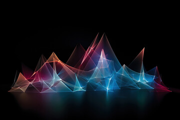 Technological abstract background, data analysis, play of light and shadow, geometric images