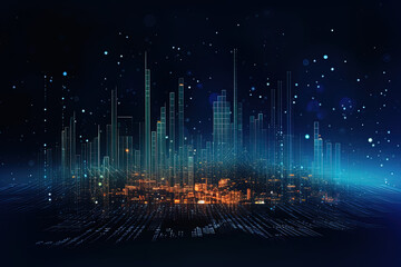 Technological abstract background, data analysis, play of light and shadow, geometric images