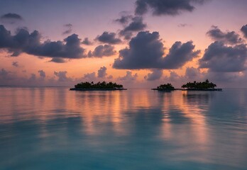 Obraz premium Tropical Tranquility: Maldives' Atolls in Evening Hues.