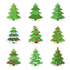 Set of Christmas trees. Vector Illustration.
