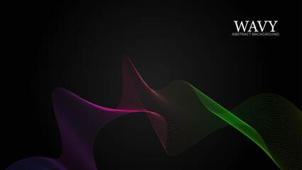 Abstract glowing wave lines on dark background. Dynamic wave pattern. Modern gradient flowing wavy lines. Futuristic technology concept. Suit for banner, poster, brochure. vector illustration