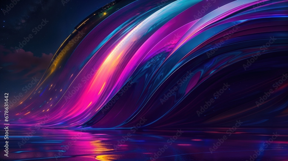 Poster background with curved wave of dark colorful