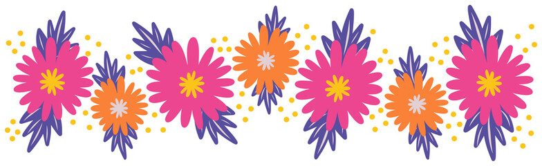 Chrysanthemum Flower Border - obrazy, fototapety, plakaty